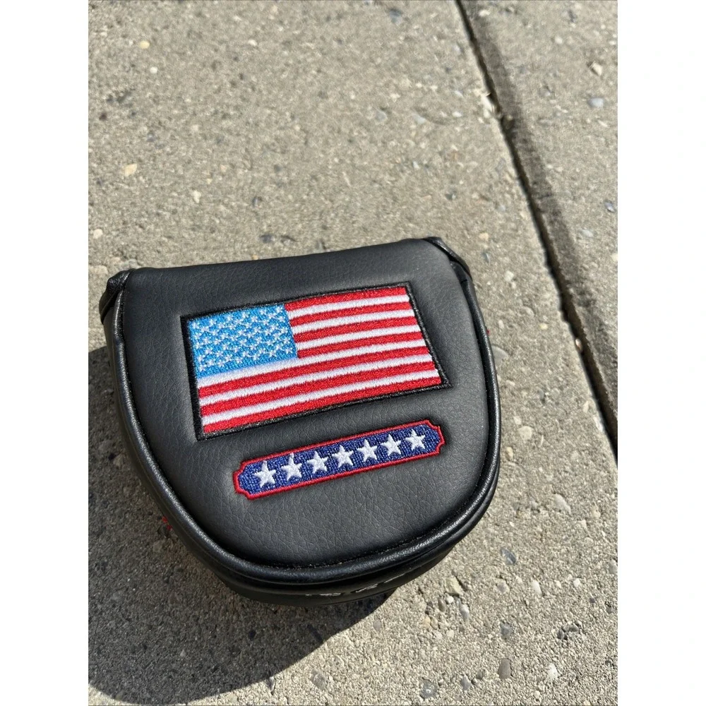 USA Mallet Putter Cover – Patriotic American Flag Magnetic Golf Headcover Blanc